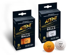 Мячи для настольного тенниса Atemi 3* 6шт., оранжевые at-003(OR)