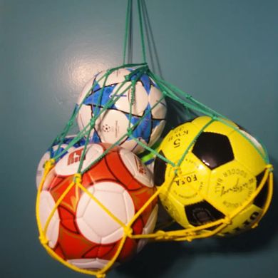 Сетки для переноски мячей "ЭЛИТ", на 3-5 мячей, шнур – 4,5 мм желто-зеленая 10291
