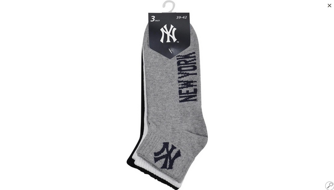 Шкарпетки New York Yankees 3 pk Quarter чорний, білий, сірий Уні 39-42 00000013102