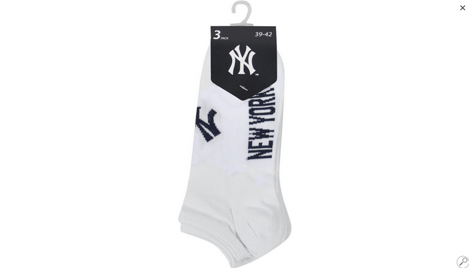 Шкарпетки New York Yankees 3 pk Sneaker білий Уні 39-42 00000013105