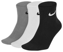 Шкарпетки Nike U NK EVERYDAY LTWT ANKLE 3PR чорний, білий, сірий Уні 38-42 00000006568