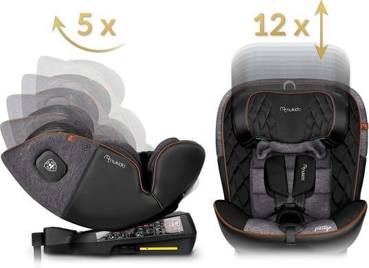 Автокрісло Nukido Prestige Line ISOFIX 0-36 кг, чорно-сіре 710100