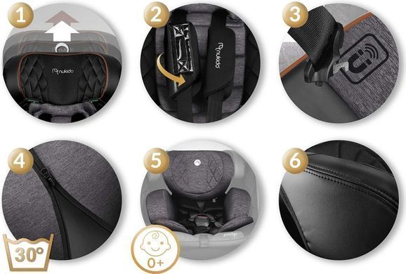 Автокрісло Nukido Prestige Line ISOFIX 0-36 кг, чорно-сіре 710100