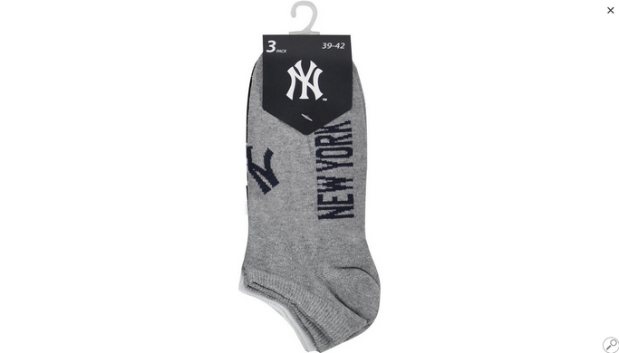 Шкарпетки New York Yankees 3 pk Sneaker чорний, білий, сірий Уні 43-46 00000013112