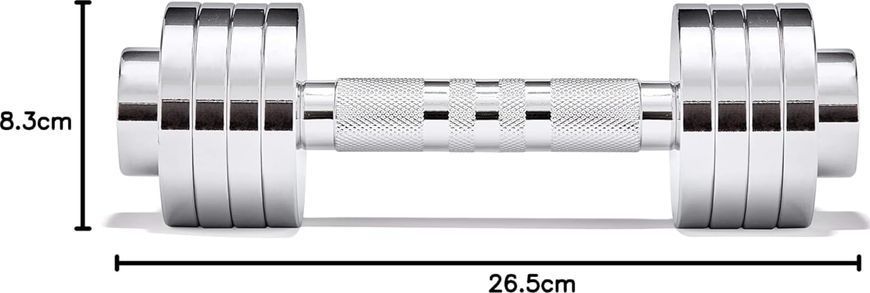 Гантель регульована Adidas Adjustable Chrome Dumbbell сріблястий 1-5 кг ADWT-11400