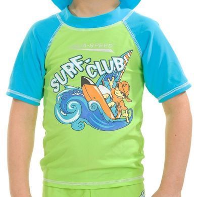 Топ сонцезахисний для хлопців Aqua Speed SURF-CLUB T-SHIRT 2020 зелений, блакитний Діт 104см 383-04