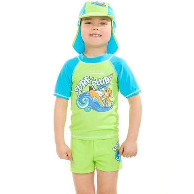 Топ сонцезахисний для хлопців Aqua Speed SURF-CLUB T-SHIRT 2020 зелений, блакитний Діт 104см 383-04