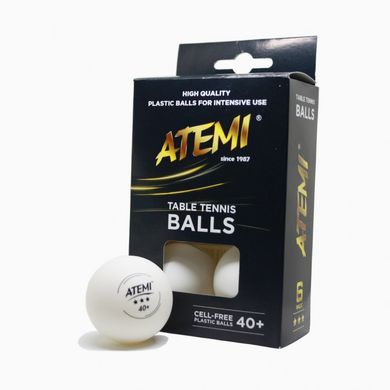 М'ячі для настільного тенісу Atemi 3* 6шт. білі at-003