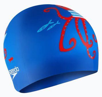 Шапка для плавання Speedo SLOGAN PRT CAP JU/JF/JM синій, червоний Діт OSFM 00000031652