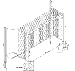 Алюминиевые футбольные ворота 7,32x2,44 c растяжками, стационарные - гильзи/для бетонирования RS0072B
