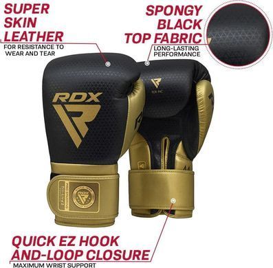 Боксерські рукавиці RDX BOXING GLOVES MARK PRO SPARRING TRI LIRA 2 чорний, золотий  BGM-PSTL2G