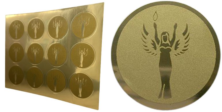 Жетон на медаль Ніка (блок 12 шт) золото d 25мм арт ЖН-01 00000016659
