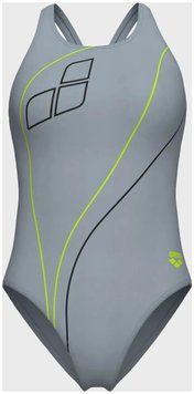 Купальник закритий для жінок Arena TRAIL SWIMSUIT V BACK сірий Жін 38 009022-520