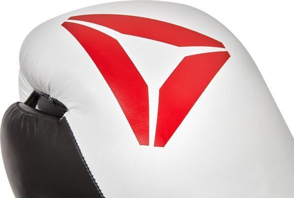 Боксерские перчатки Reebok Combat Leather Boxing Gloves черный, белый 10 унций RSCB-10010WH-10