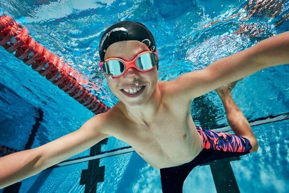 Окуляри для плавання Speedo BIOFUSE 2.0 MIRROR JU помаранчевий, блакитний OSFM 00000031629