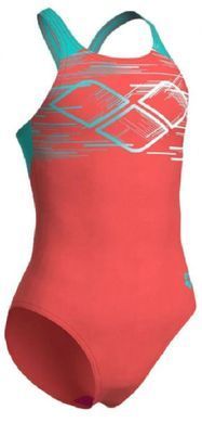 Купальник для дівчат Arena PASTIME SWIMSUIT V BACK моркв'яний, бірюзовий, білий Діт 116 см 008308-980