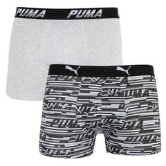 Труси-боксери Puma LOGO AOP BOXER 2P сірий, білий, чорний Чол L 00000009291