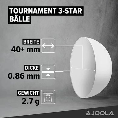 Мячи для настольного тенниса (24 шт) Joola Tournament 3* 40+, white 443231