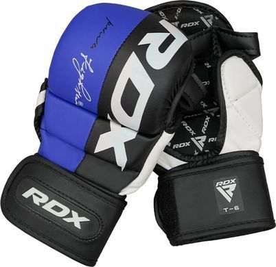 Тренировочные перчатки RDX GRAPPLING GLOVES REX T6 PLUS черный, синий, белый XL (GGR-T6U) GGR-T6U