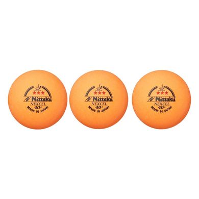Мячи для настольного тенниса Nittaku Nexcel R40+ 3* ITTF 3шт., оранжевые bne3