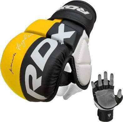 Тренировочные перчатки RDX GRAPPLING GLOVES REX T6 PLUS черный, желтый, белый XL (GGR-T6Y) GGR-T6Y