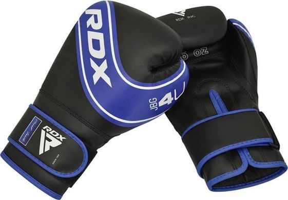Боксерські рукавиці RDX BOXING GLOVES KIDS чорний, синій 6 унцій JBG-4U