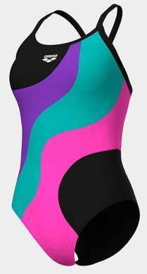 Купальник закритий для жінок Arena MULTI SLICES SWIMSUIT LIGHTDRO чорний, бузковий, бірюзовий, рожевий Жін 40 00000033510
