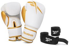 Набір боксерських рукавичок і бинтів Reebok Boxing Gloves & Wraps Set білий, золото Чол 12 унцій 00000026261