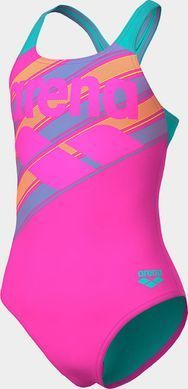 Купальник закритий для дівчат Arena LINES SWIMSUIT SWIM PRO BACK L рожевий, бірюзовий 128 см 003550-980