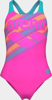 Купальник закритий для дівчат Arena LINES SWIMSUIT SWIM PRO BACK L рожевий, бірюзовий 128 см 003550-980