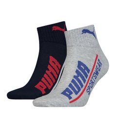 Шкарпетки Puma MEN LOGO QUARTER 2P темно-синій, сірий Чол 39-42 00000009479