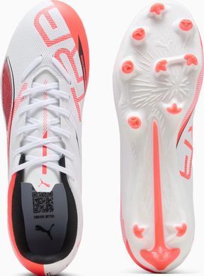Бутси Puma ULTRA 5 PLAY FG/AG білий, помаранчевий Уні 43 108169-01