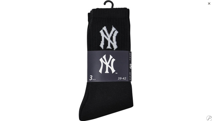 Шкарпетки New York Yankees 3 pk Crew чорний Уні 39-42 00000013089