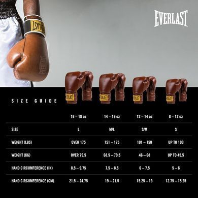 Боксерські рукавиці Everlast 1910 CLASSIC TRAINING GLOVE коричневий 16 унцій P00002502