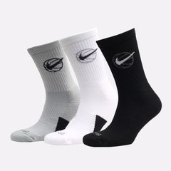 Шкарпетки Nike U NK CREW EVERYDAY BBALL 3PR чорний, білий, сірий Уні 42-46 00000012597