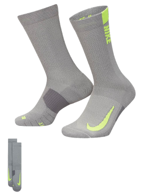Шкарпетки Nike U NK MLTPLIER CRW 2PR - 144 сірий, салатовий Уні 34-38 00000022414
