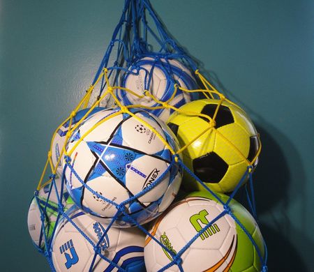 Сетки для переноски мячей "ЭЛИТ", на 10 мячей, шнур - 4,5 мм желто-синяя 10296