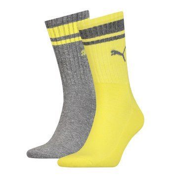 Шкарпетки Puma CREW REGULAR STRIPE 2P UNISEX сірий, жовтий Уні 39-42 261058001-003