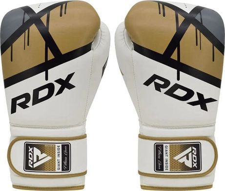 Боксерські рукавиці RDX BOXING GLOVES BGR-F7 білий, золотий 16 унцій BGR-F7GL